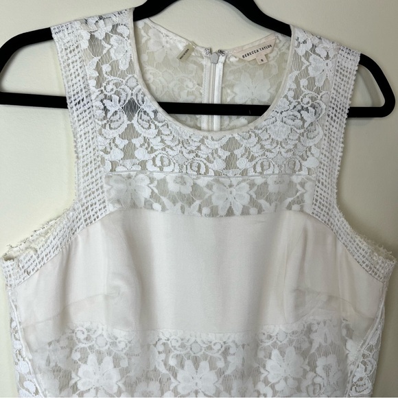Rebecca Taylor White Silk Layered Effect Floral Lace Combo Dress - Size 8 - Picture 8 of 15